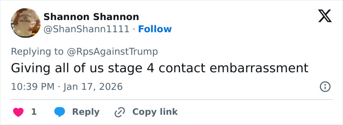 Tweet by user Shannon Shannon mocking Lara Trump&rsquo;s dance moves, describing them as stage 4 contact embarrassment.
