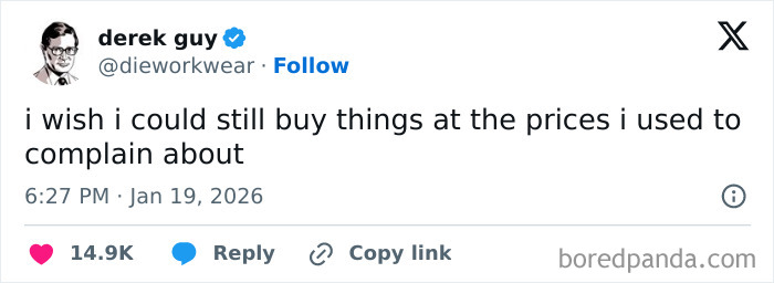 Screenshot of a funny tweet about prices with humor and internet comedy from January, highlighting internet funny moments.