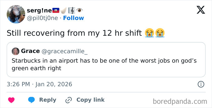 Airport baristas share challenges of working long shifts and why they have one of the worst jobs ever in busy terminals.