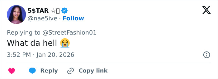 User tweet reacting to Black Brooklyn Beckham and Jaden Smith Christian Louboutin collection with crying emoji on social media. User tweet reacting to Black Brooklyn Beckham and Jaden Smith Christian Louboutin collection with crying emoji on social media.