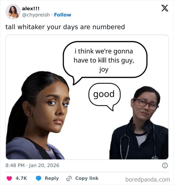 Two actors from Insufferable season 2 with dialogue referencing fans dragging new addition amid potential romance.