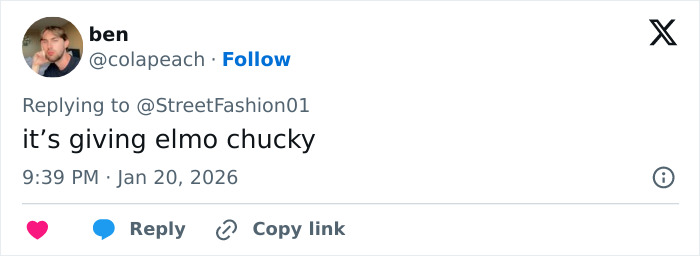 Twitter user replying to a fashion account making a comment about Black Brooklyn Beckham and Jaden Smith’s Louboutin collection. Twitter user replying to a fashion account making a comment about Black Brooklyn Beckham and Jaden Smith’s Louboutin collection.