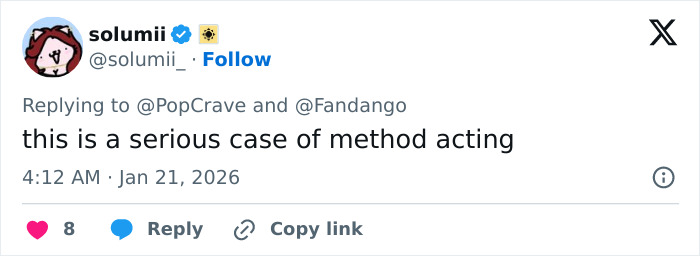 Screenshot of a tweet discussing Margot Robbie's on-set relationship with Wuthering Heights co-star Jacob Elordi sparking rumors.