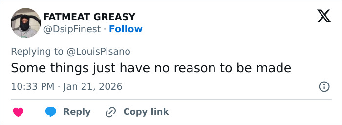 Twitter user FATMEAT GREASY replying with a critical comment about Jaden Smith’s debut Christian Louboutin collection. Twitter user FATMEAT GREASY replying with a critical comment about Jaden Smith’s debut Christian Louboutin collection.