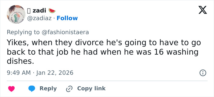 Tweet reply about Beckham family feud mentioning Brooklyn&rsquo;s prenup linked to the Peltz family in a social media context.