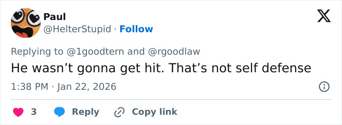 Screenshot of a social media reply discussing details related to Renee Good&rsquo;s family autopsy release.