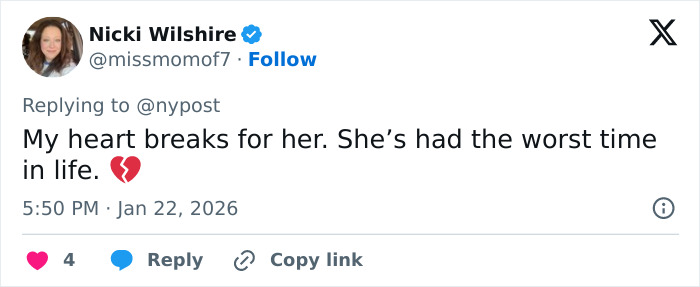 Tweet from Nicki Wilshire expressing heartbreak and concern for Amanda Bynes amid tragic tale of child stars.