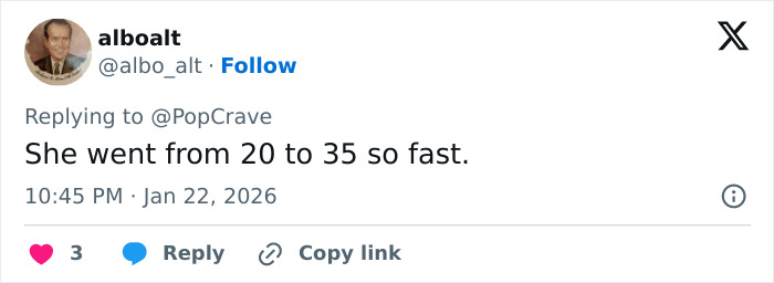 Fan tweet reacting to Millie Bobby Brown&rsquo;s sultry snaps, commenting on how she grew up too fast.