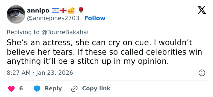 Screenshot of a social media post discussing Liz Hurley&rsquo;s emotional accusations during the Prince Harry trial.