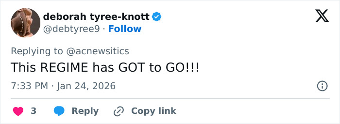 Screenshot of a tweet by deborah tyree-knott reacting to viral clips of Alex Pretti before his fatal encounter. Screenshot of a tweet by deborah tyree-knott reacting to viral clips of Alex Pretti before his fatal encounter.