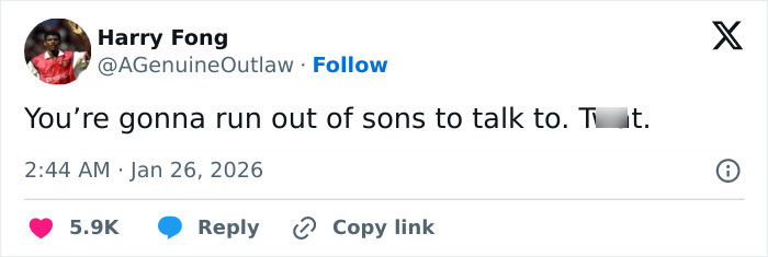 Screenshot of a social media post teasing David Beckham&rsquo;s son amid ongoing family rift and crisis discussion.