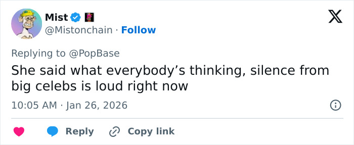 Tweet from Mist responding to PopBase about American way of thinking and Billie Eilish's ICE controversy reaction.
