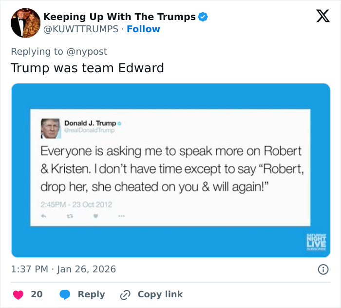 Screenshot of a tweet referencing Kristen Stewart hinting at reasons behind her potential exit from the US.