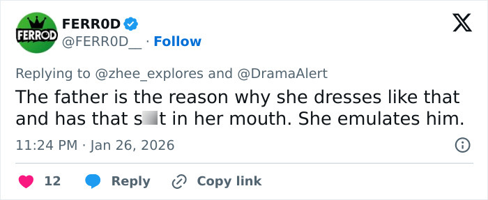 Tweet screenshot showing a controversial comment about parenting linked to Kim Kardashian crashing North West's livestream.