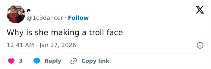 Screenshot of a social media post questioning Billie Eilish's American way of thinking related to the ICE controversy.