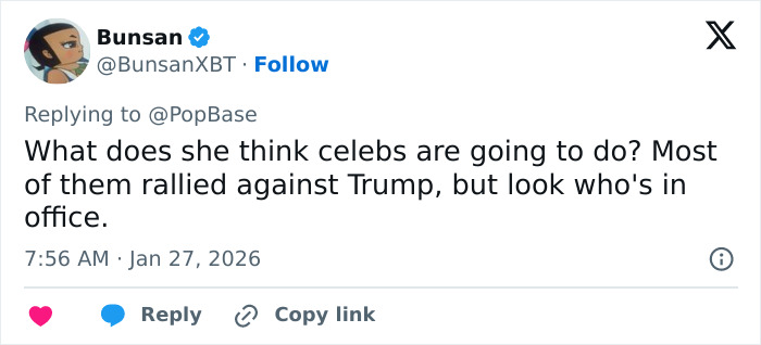 Tweet criticizing celebrity reactions to political issues, highlighting American way of thinking and Billie Eilish ICE controversy fans response.