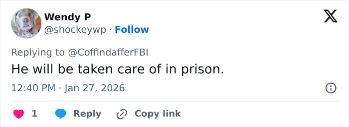 Tweet from Wendy P on social media discussing Bryan Kohberger victims' autopsy reports and prison outcome. Tweet from Wendy P on social media discussing Bryan Kohberger victims' autopsy reports and prison outcome.
