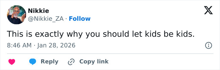 Tweet by Nikkie expressing opinion on why children should be allowed to be kids amid JoJo Siwa's massive transformation.