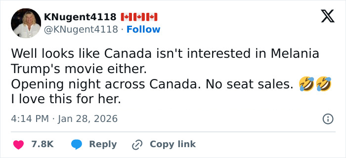 Alt text: Viral images highlight the humiliating truth about Melania Trump's new documentary showing lack of audience interest.