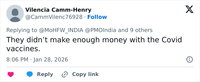 Social media comment criticizing COVID vaccines amid warnings of incurable virus outbreak causing airport restrictions.