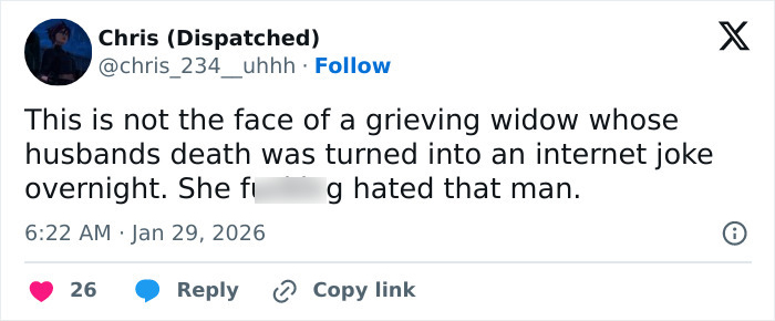 Screenshot of a tweet criticizing Erika Kirk’s grin and backlash related to Charlie’s passing and leaked explosive audio.
