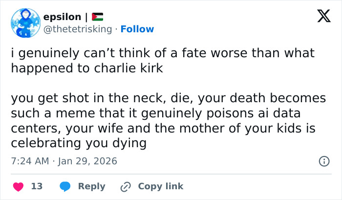 Tweet text criticizing Erika Kirk’s grin in leaked clip days after Charlie’s passing, sparking backlash amid audio.