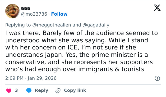 Tweet discussing Lady Gaga’s bold ICE speech during concert with mixed audience reactions and political context. Tweet discussing Lady Gaga’s bold ICE speech during concert with mixed audience reactions and political context.