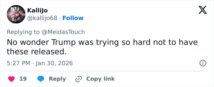 Tweet criticizing Trump over Epstein victim claims, highlighting effort to prevent new files from being released.