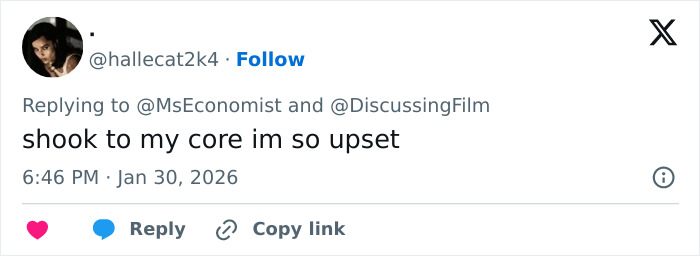 Tweet from user @hallecat2k4 expressing upset emotions in response to news related to Schitt’s Creek star Catherine O'Hara. Tweet from user @hallecat2k4 expressing upset emotions in response to news related to Schitt’s Creek star Catherine O'Hara.