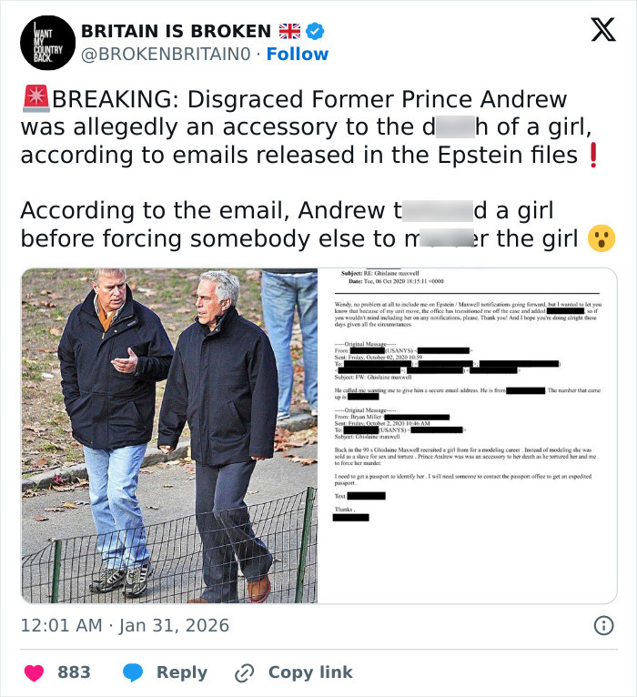New disturbing images of Prince Andrew walking with Jeffrey Epstein alongside alleged email evidence spark outrage.