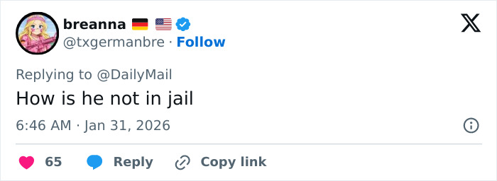 Screenshot of a tweet reacting to new disturbing images of Prince Andrew and emails related to Epstein, sparking outrage.