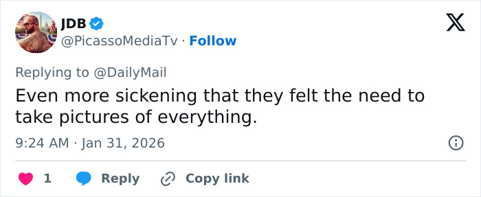 Screenshot of a tweet expressing outrage over disturbing images of Prince Andrew and emails to Epstein.