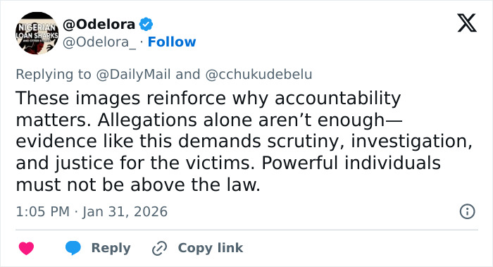 Alt text: Social media post discussing new disturbing images of Prince Andrew and emails to Epstein sparking public outrage.