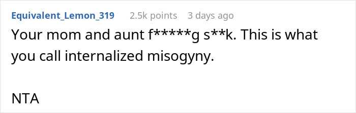 Reddit comment calling internalized misogyny, woman keeps missing red flags