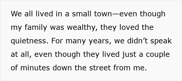 Text about a woman disowned after marrying a mechanic, contrasting her struggle with her rich siblings' success at age 55.
