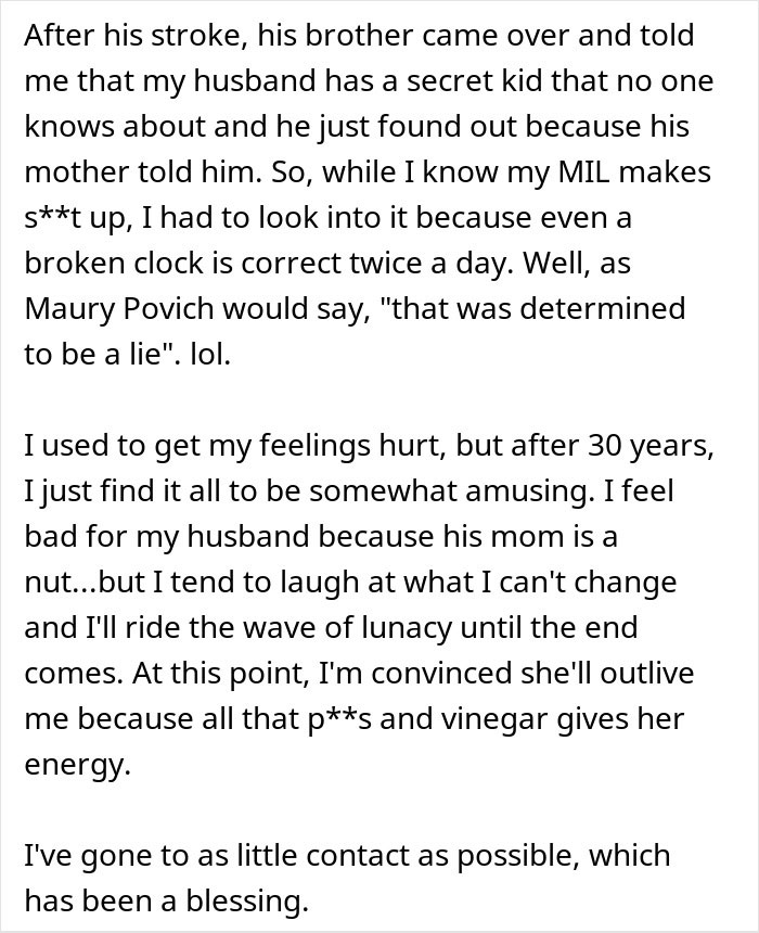 Screenshot of a forum post about family drama and inheritance, Greedy Mom upset over dad's inheritance plans.
