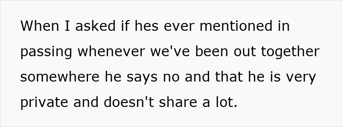 Text on screen describing a woman questioning her casual boyfriend's secrecy during their 3-year situationship.