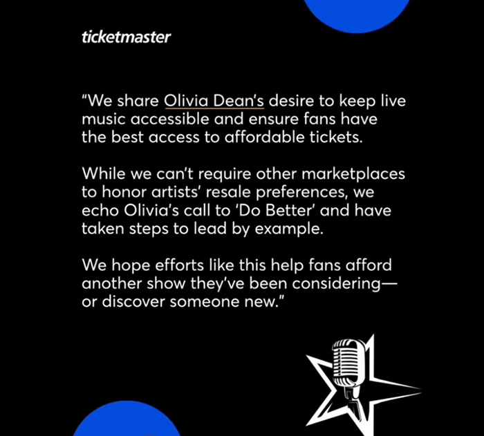 Ticketmaster statement addressing fans' concerns about affordability of Harry Styles new tour tickets and resale policies.