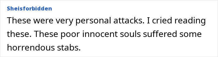 User comment expressing sorrow about personal attacks and stabbings related to Bryan Kohberger victims' final moments. User comment expressing sorrow about personal attacks and stabbings related to Bryan Kohberger victims' final moments.