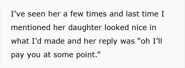 Text excerpt from small business owner sharing experience about friend who took items with big discount but ghosted the bill. Text excerpt from small business owner sharing experience about friend who took items with big discount but ghosted the bill.