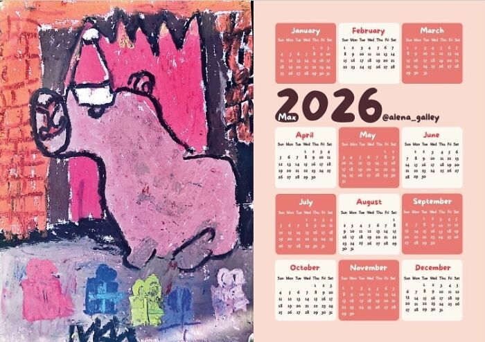 I’m An Art Teacher, And For New Year’s I Wanted My Students To Feel Like Real Artists - So I Turned Their Drawings Into Wall Calendars