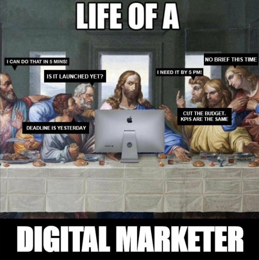 Life of a digital marketer overwhelmed with work and deadlines, highlighting work-life balance disasters in jobs