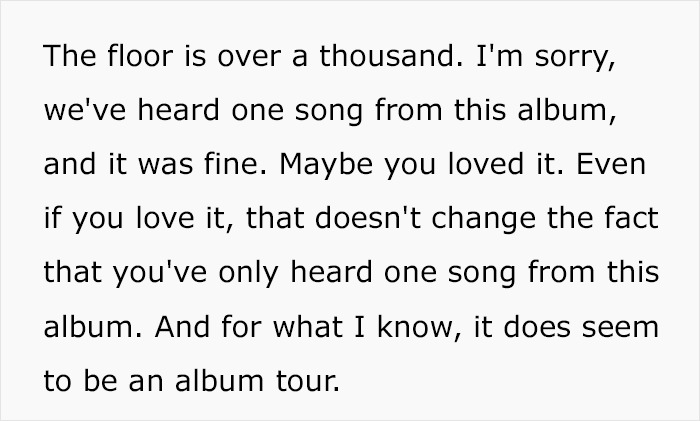 Text excerpt discussing fan outrage over Harry Styles new tour ticket prices and limited album songs heard.