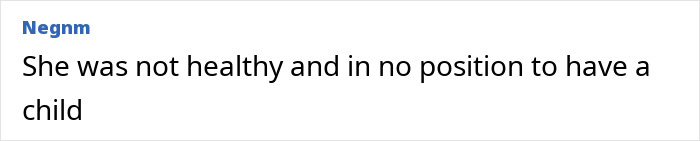 Comment text saying she was not healthy and in no position to have a child, related to Tommy Lee Jones's daughter case.