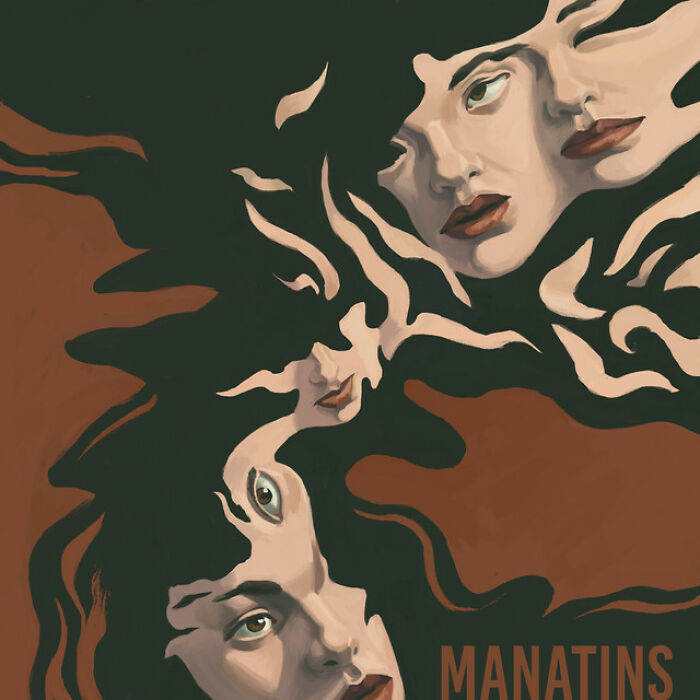 Abstract album cover with distorted female faces in dark tones, featured in hilariously bad album covers collection.