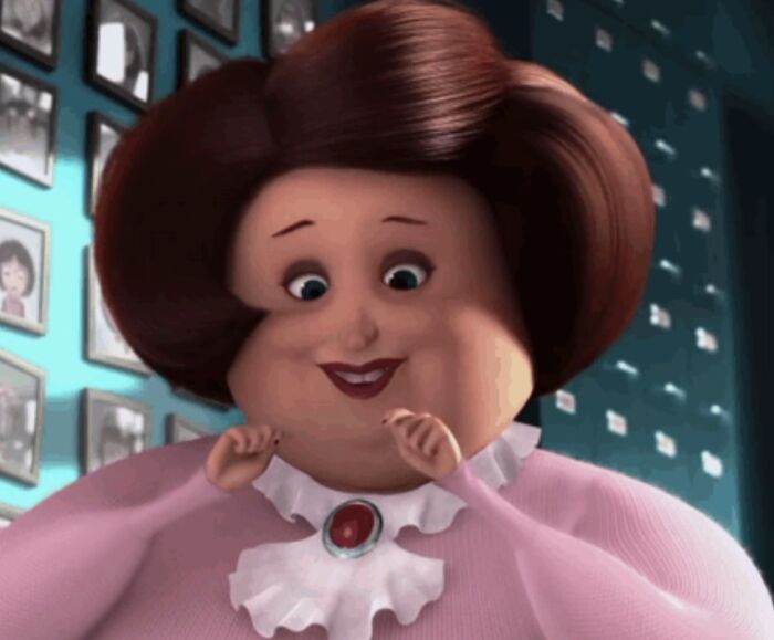 Animated woman with styled brown hair and pink blouse appearing excited while reviewing cream cheese online. Animated woman with styled brown hair and pink blouse appearing excited while reviewing cream cheese online.