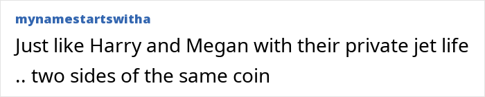 Forum comment screenshot referencing Prince William with his kids and comparing to Harry and Meghan