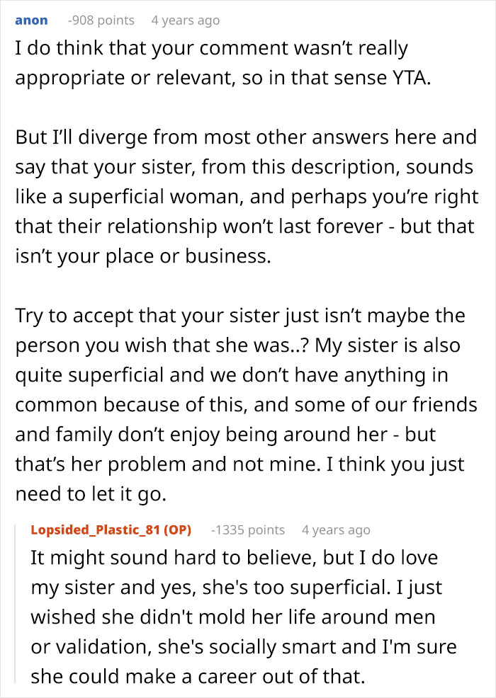 Screenshot of an online discussion featuring a woman&rsquo;s nasty comment and its surprising backfire in a relationship context.
