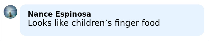 Comment by Nance Espinosa saying Looks like children&rsquo;s finger food in a social media post about Critics Choice Awards food.