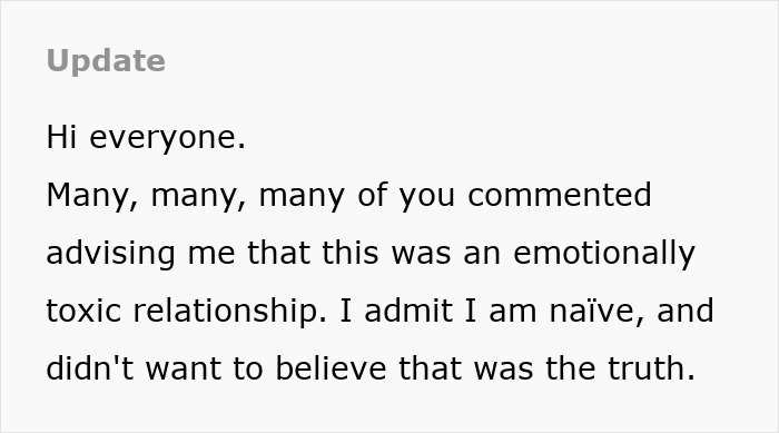 Text update from a fiancée describing her emotionally toxic relationship and her struggle with confidence after hitting rock bottom. Text update from a fiancée describing her emotionally toxic relationship and her struggle with confidence after hitting rock bottom.